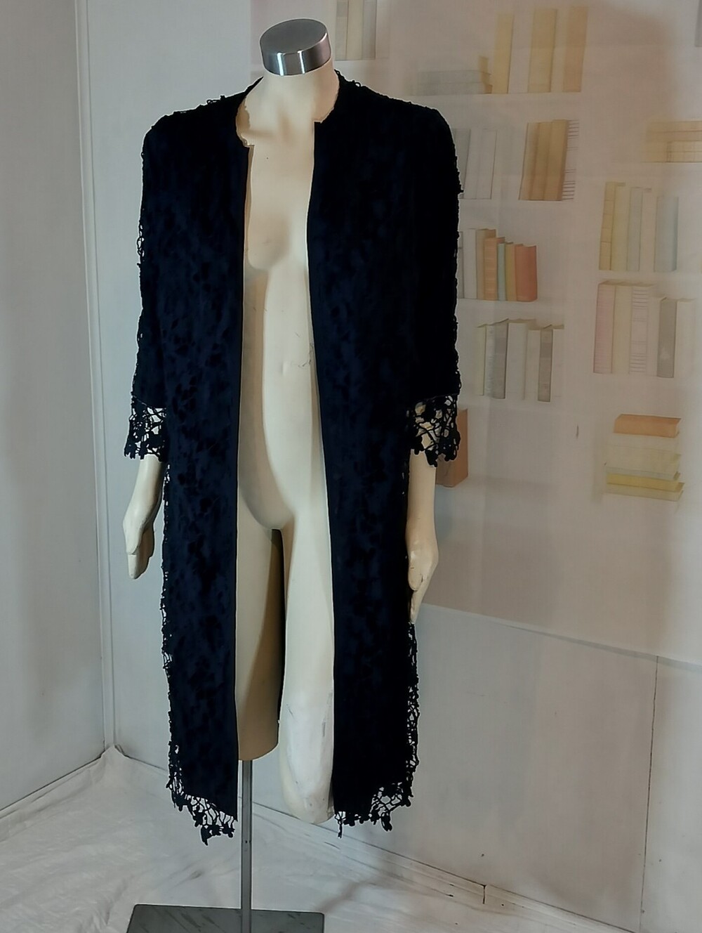 & Other Stories Navy Lace Long Duster